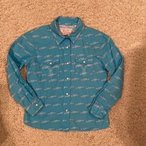 Panhandle girls pearl snap 100% Cotton button down western shirt/ size S